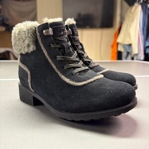 UGG Bodie Faux‎ Fur Lace Booties Black Suede Ankle Boots Women's 6.5 NWOB